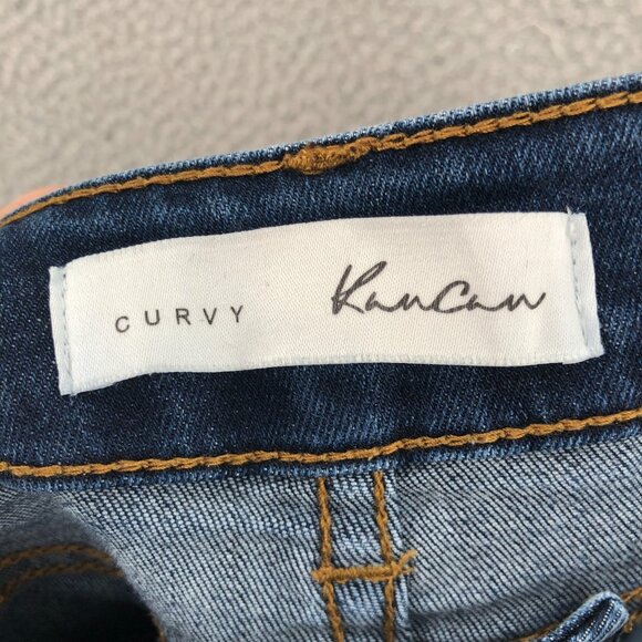 KanCan Jeans Womens 24 Blue Curvy Button Fly Skinny Distressed Medium Wash Denim - Picture 5 of 12